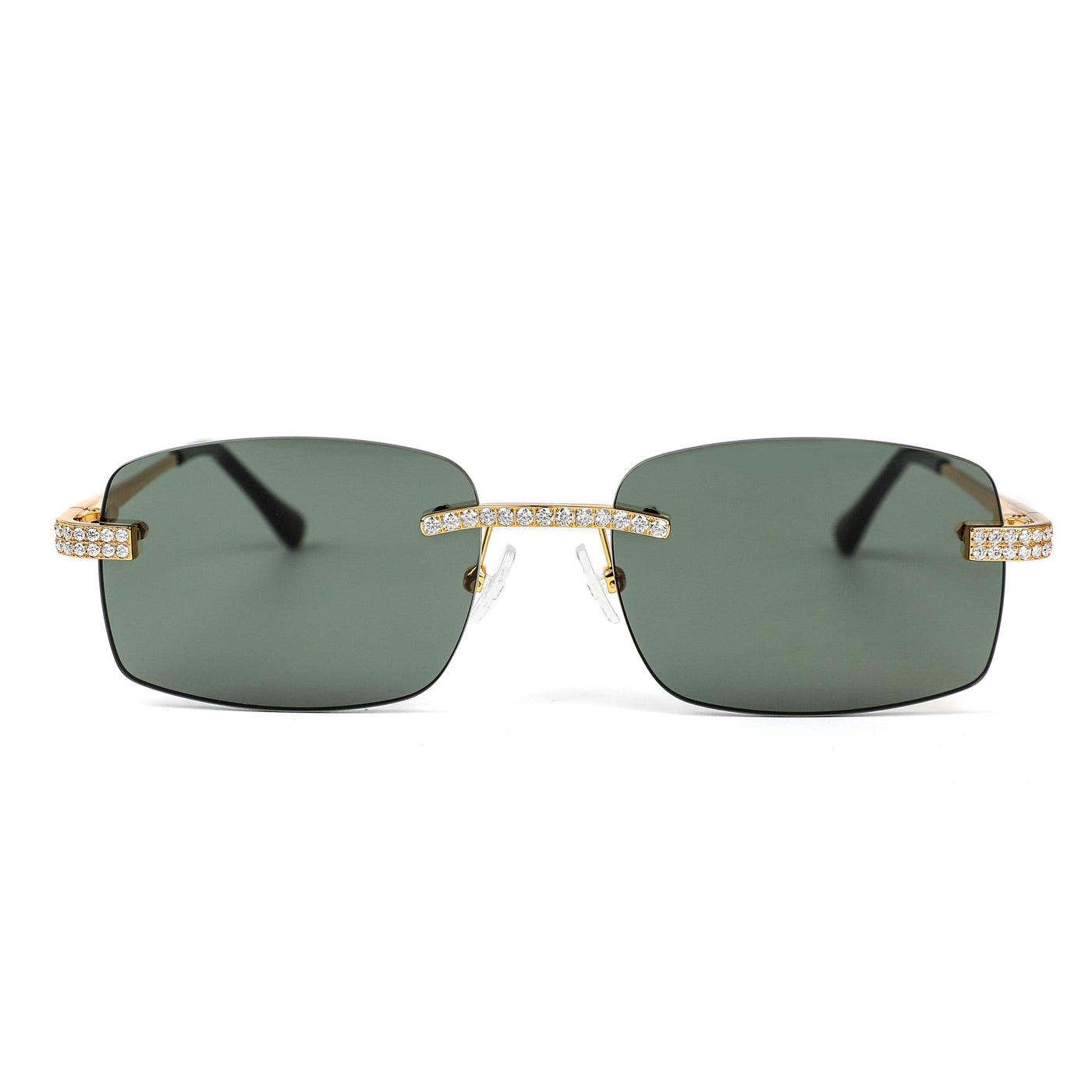 Sterling Silver Round Moissanite Cartier Square with Bevel Shape Black Lens Wooden Glasses GP