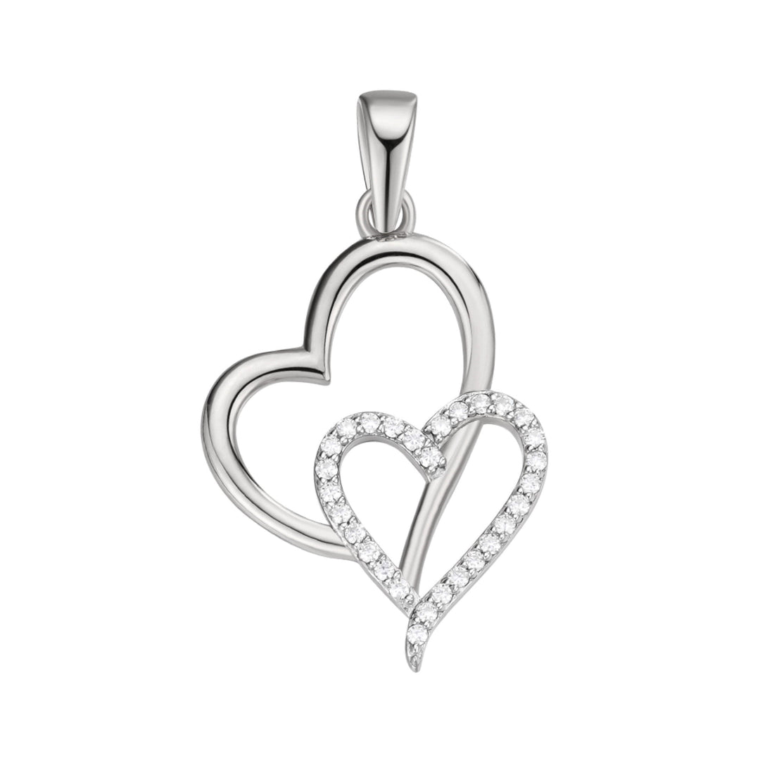 Sterling Silver Double Heart CZ Pendant With Pearl Mount - DIY Jewelry Making For Women