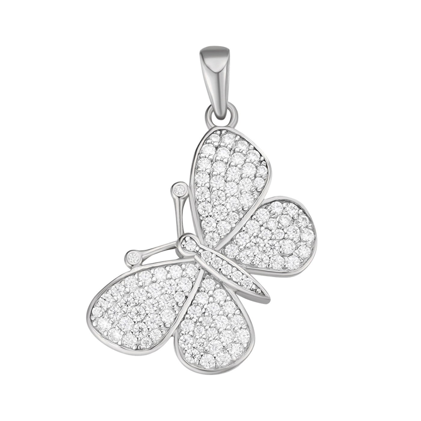 Sterling Silver Round Moissanite Butterfly Animal Pendant RP 1 Cttw