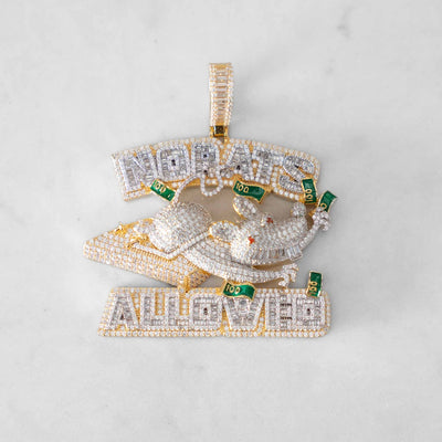 14k - "No Rats Allowed" Pendant - Ice Out NY