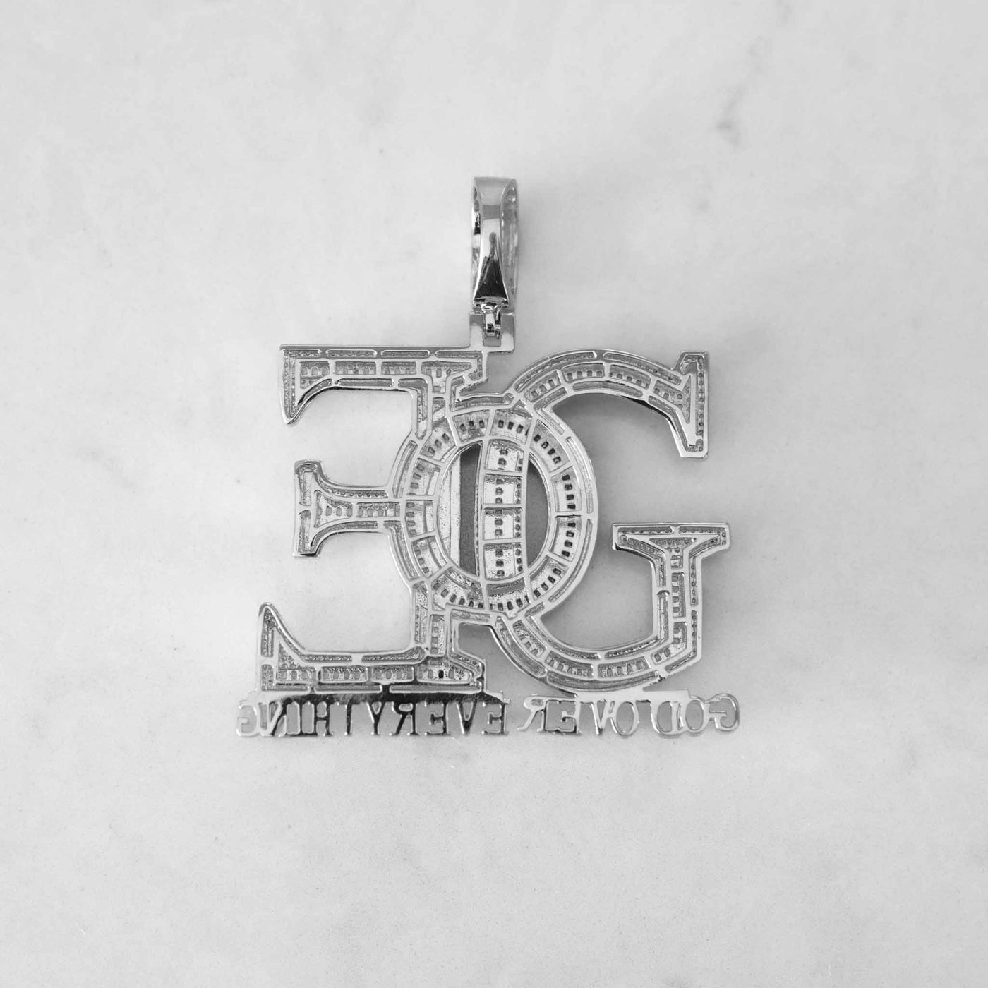 14k - "God Over Everything" Pendant - Ice Out NY