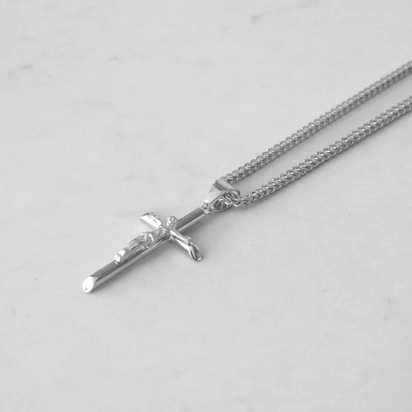 14k - "Cross" Chain Set White Gold - Ice Out NY