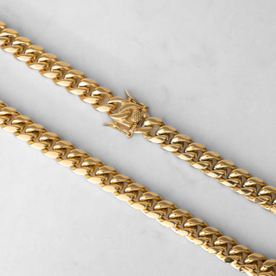 18k - 12mm Miami Cuban Link Chain - Ice Out NY