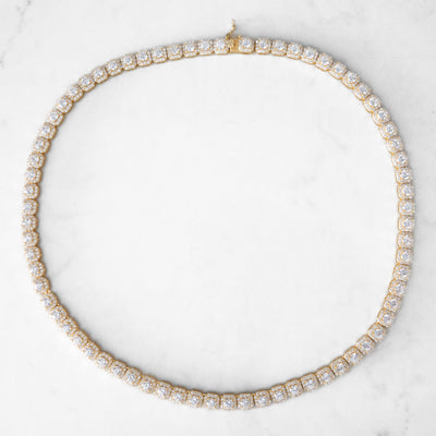 14k - 5mm Pave Cluster X Tennis Chain - Ice Out NY