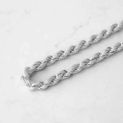 18k - 8mm Iced Rope Chain White Gold - Ice Out NY