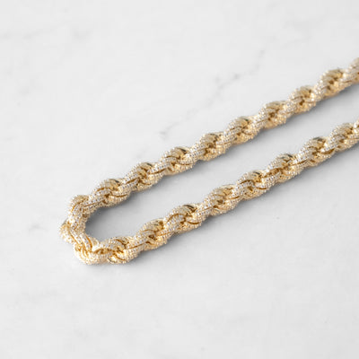 18k - 8mm Iced Rope Chain Gold - Ice Out NY