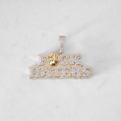 14k - "Fu*k Haters" Pendant - Ice Out NY