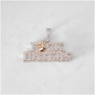 14k - "Fu*k Haters" Pendant - Ice Out NY