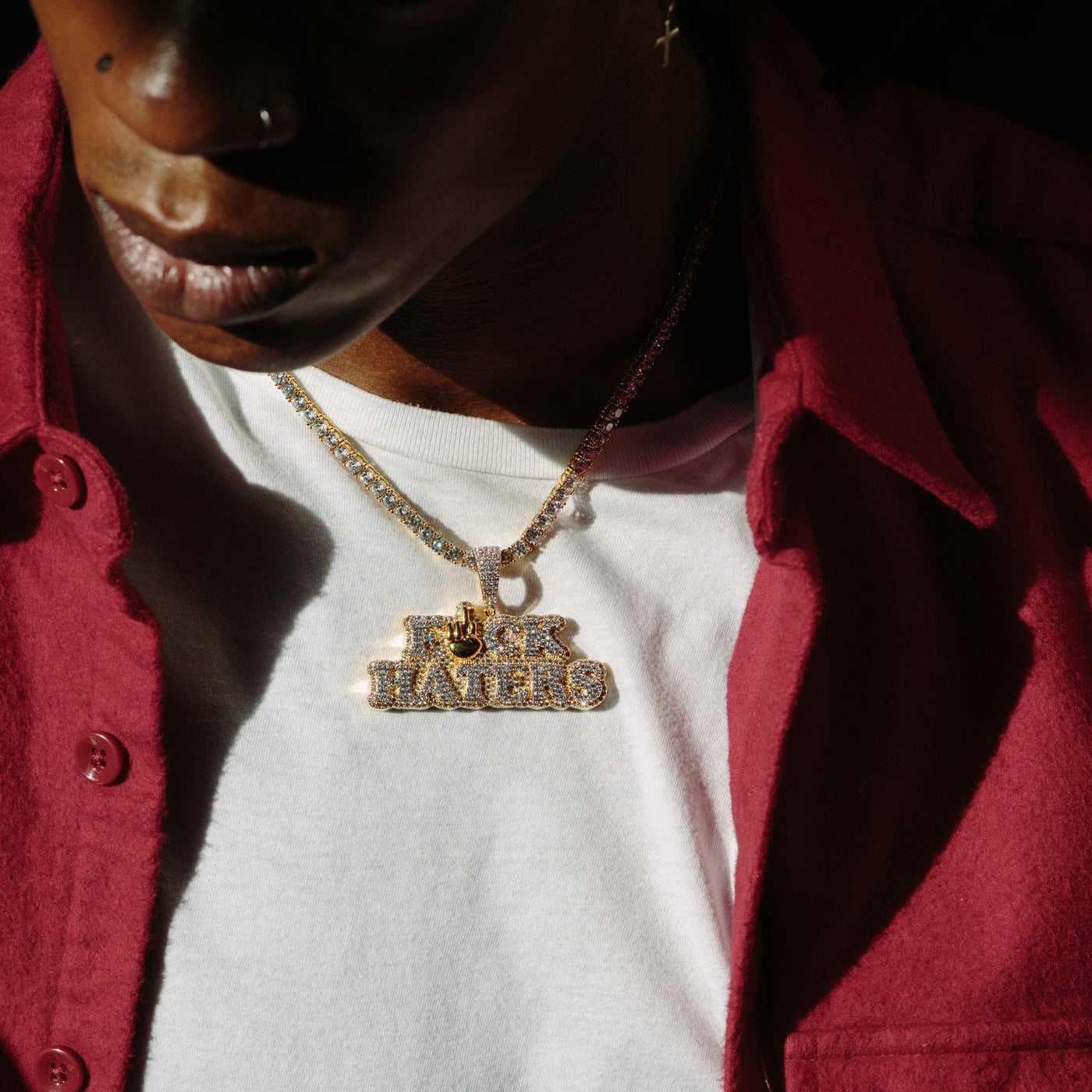 14k - "Fu*k Haters" Pendant - Ice Out NY