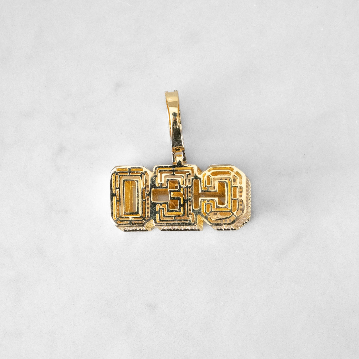 14k - 3D Small "CEO " Pendant - Ice Out NY