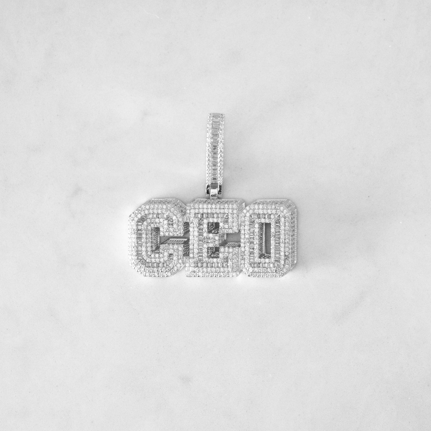 14k - 3D Small "CEO " Pendant - Ice Out NY