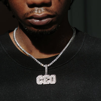 14k - 3D Small "CEO " Pendant - Ice Out NY