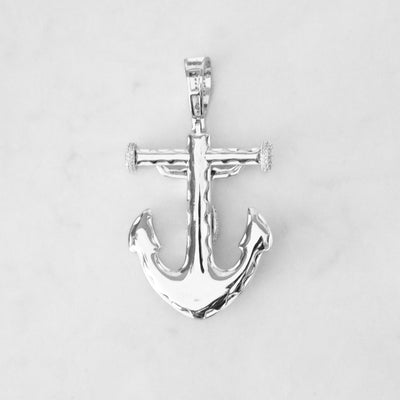 14k - "Anchor Crucifix" Pendant - Ice Out NY