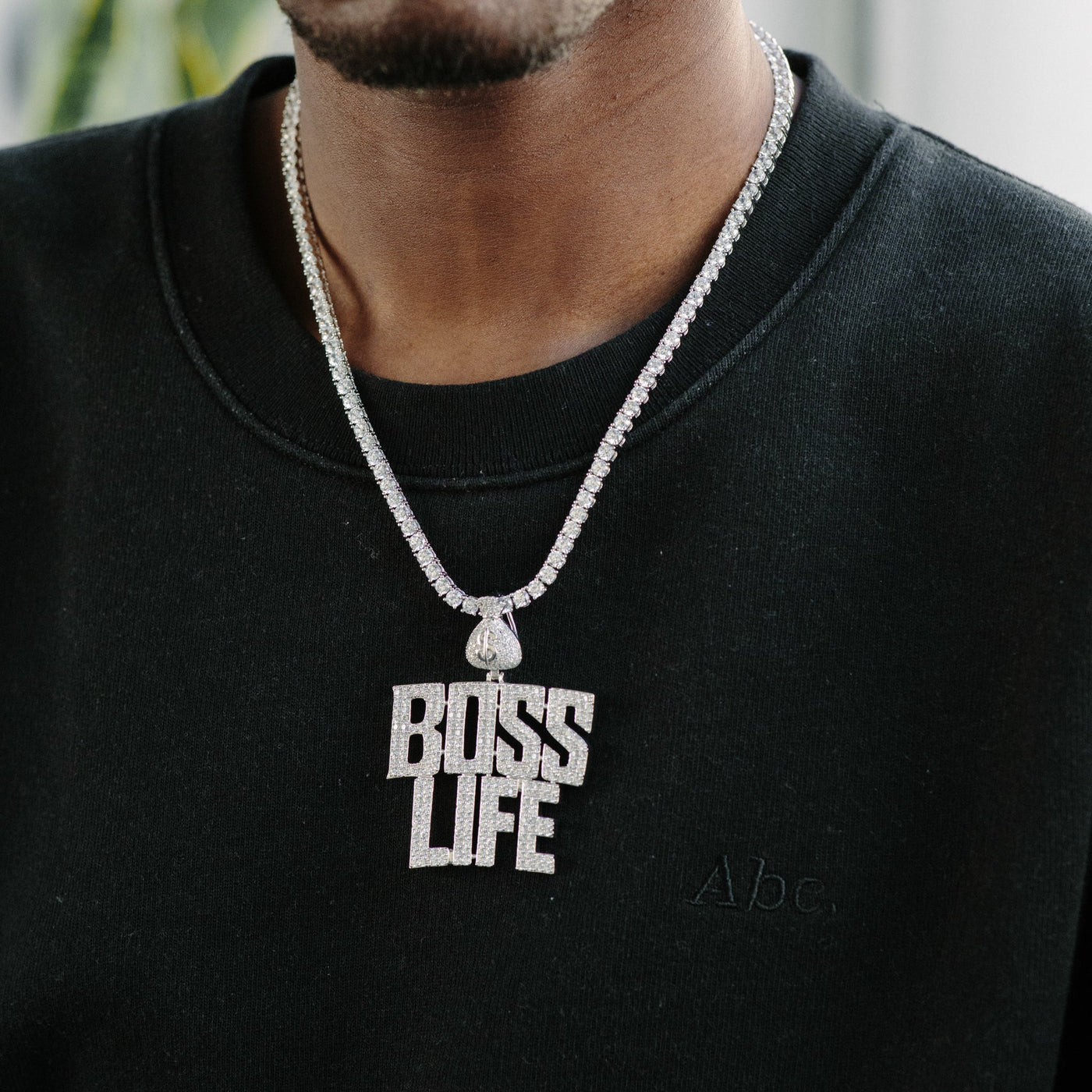 14k - "Boss Life" Pendant - Ice Out NY