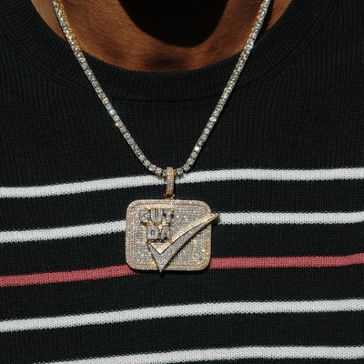 14k - "Cut Da Check" Pendant - Ice Out NY