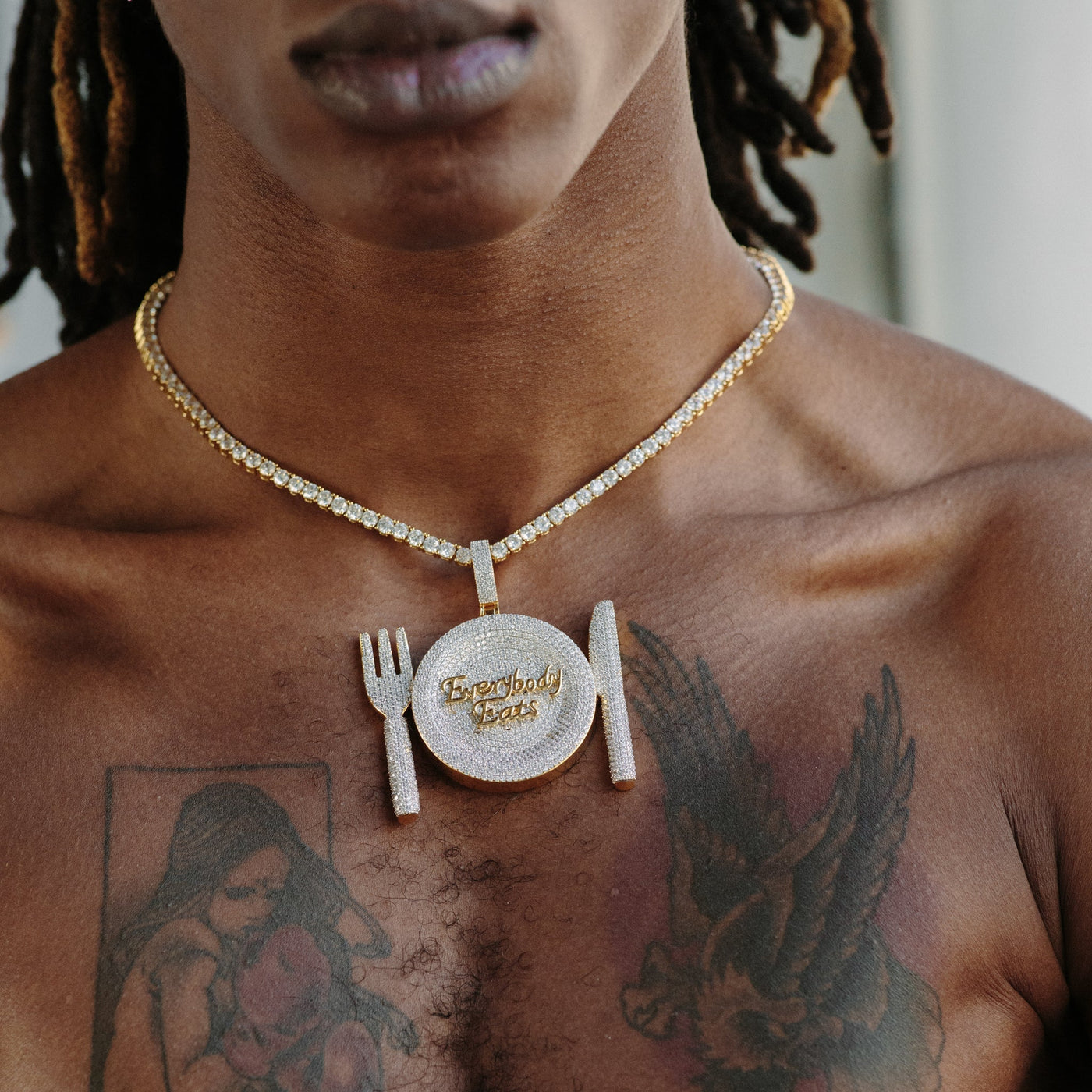 14k - "Everybody Eats" Pendant - Ice Out NY