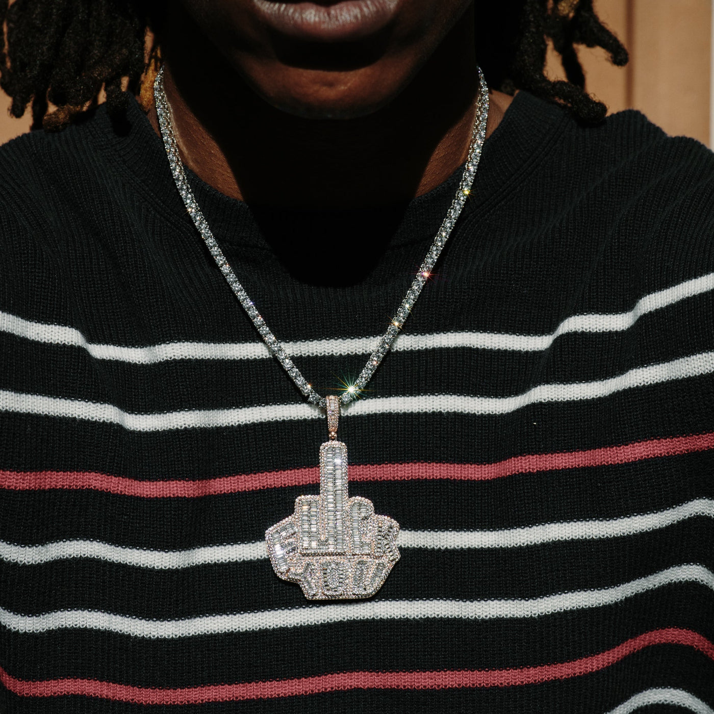 14k - "FU*K YOU" Pendant - Ice Out NY