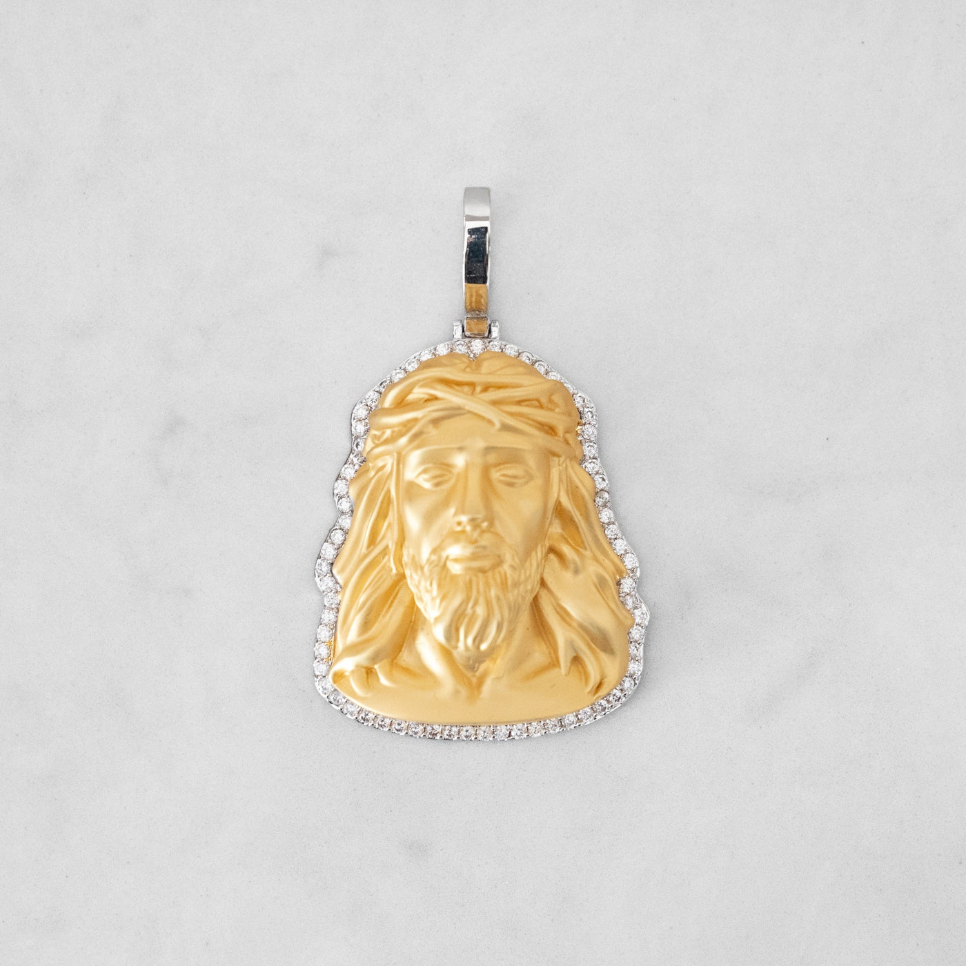 14k - Matte "Jesus" Pendant - Ice Out NY