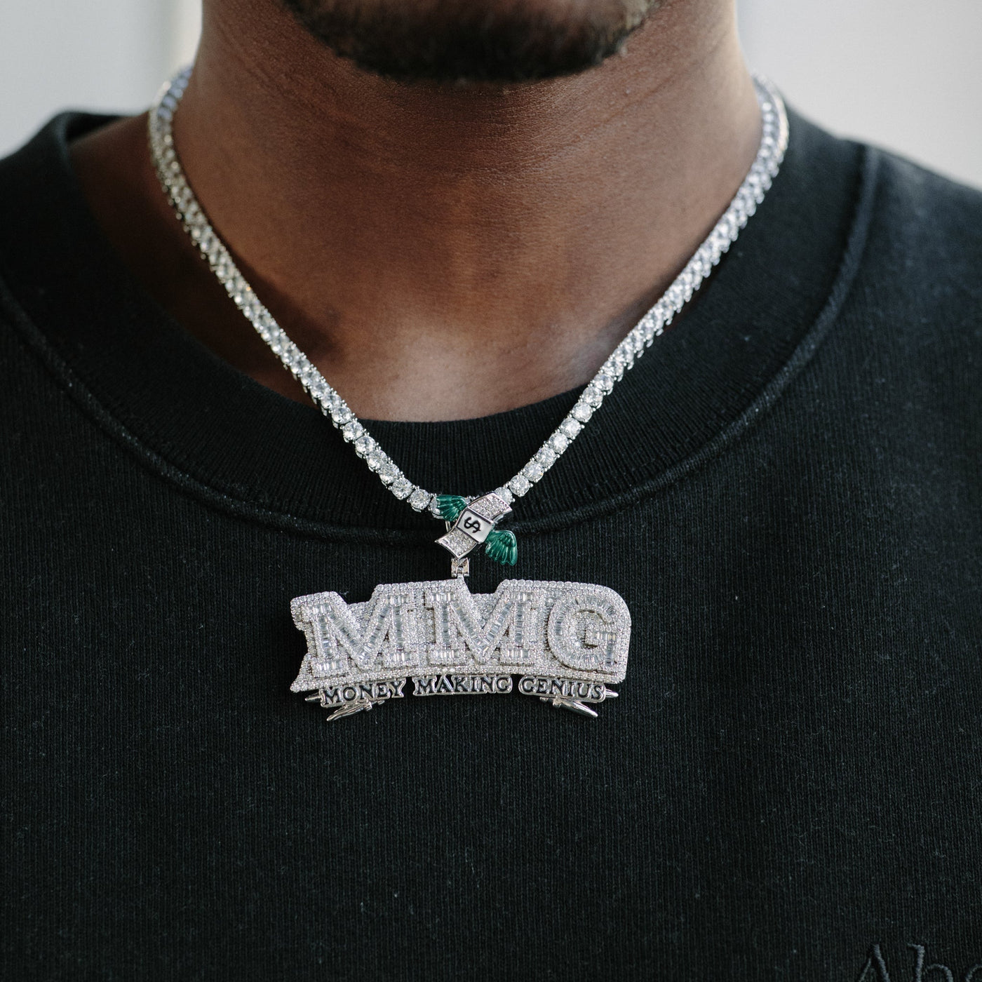 14k - "Money Making Genius" Pendant - Ice Out NY