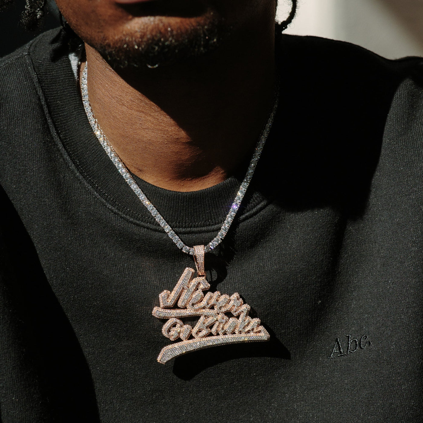 14k - "Never Go Broke" Pendant - Ice Out NY