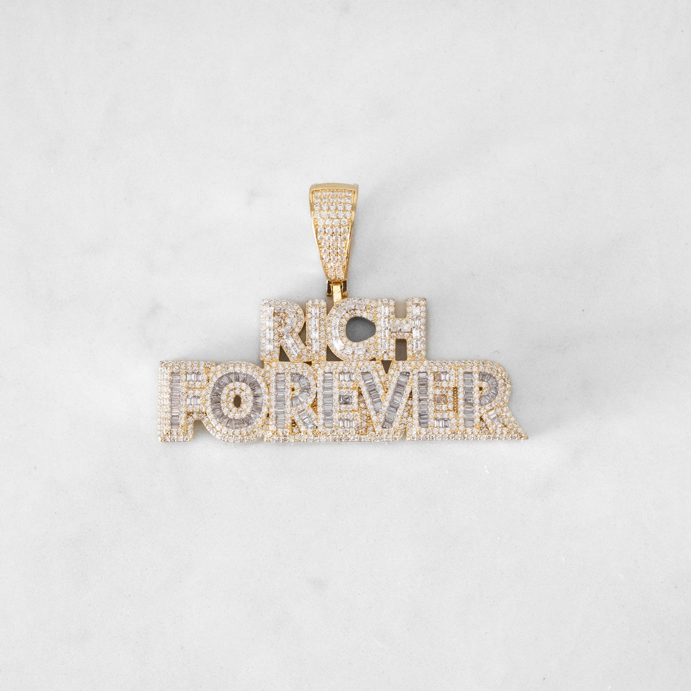 14k - "Rich Forever" Pendant - Ice Out NY