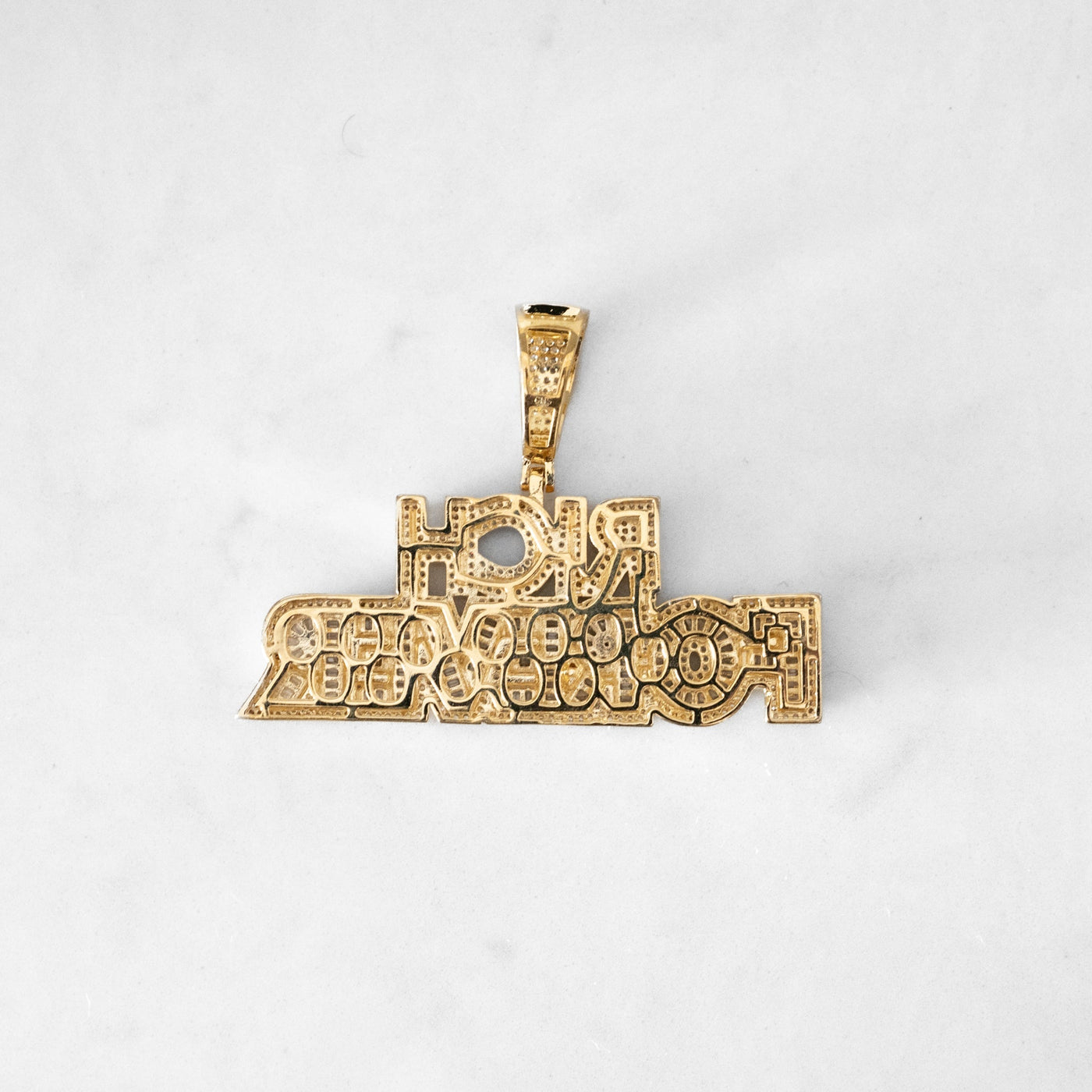 14k - "Rich Forever" Pendant - Ice Out NY