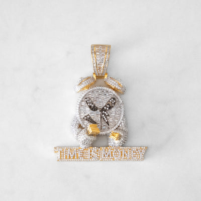 14k - "Time Is Money" Pendant - Ice Out NY