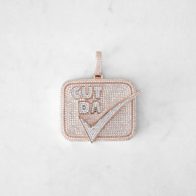 14k - "Cut Da Check" Pendant - Ice Out NY