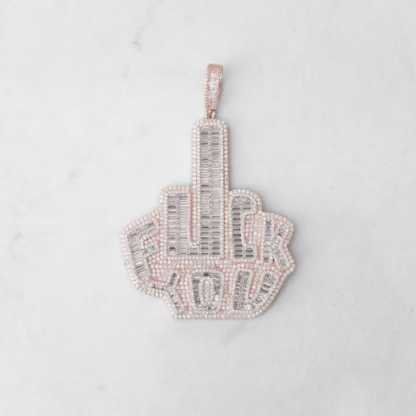 14k - "FU*K YOU" Pendant - Ice Out NY