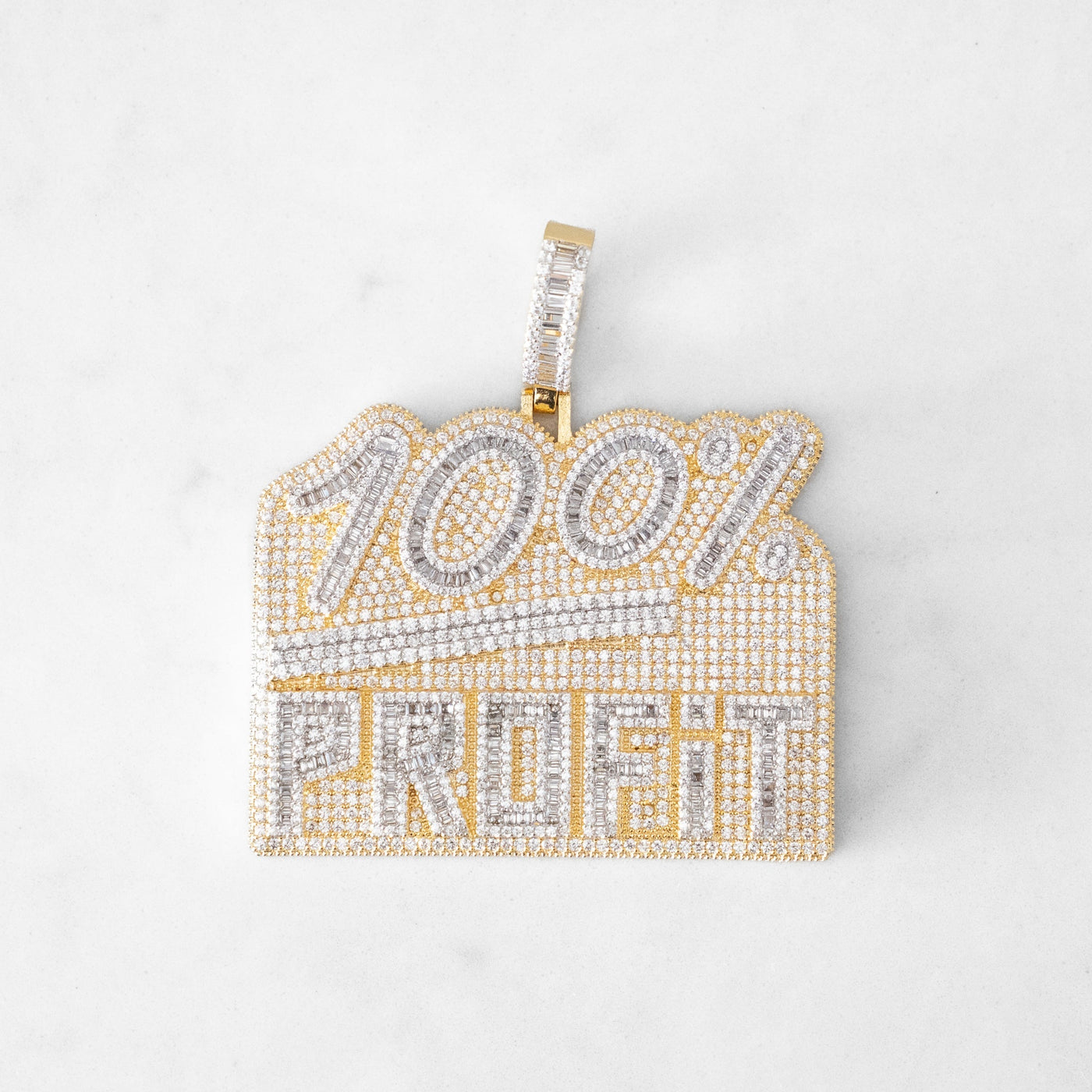 14k - "100% Profit" Pendant - Ice Out NY