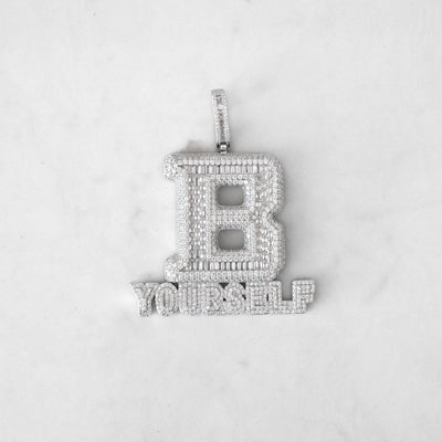 14k - "B YOURSELF" Pendant - Ice Out NY