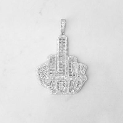 14k - "FU*K YOU" Pendant - Ice Out NY