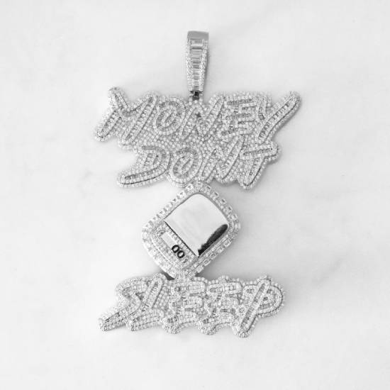 14k -"Money Dont Sleep" Pendant - Ice Out NY