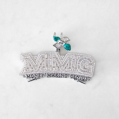 14k - "Money Making Genius" Pendant - Ice Out NY