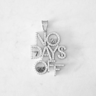 14k - "No Days Off" Pendant - Ice Out NY