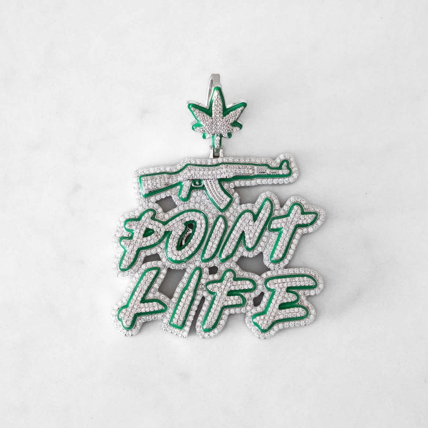 14k - "Point Life" Glow In The Dark Pendant - Ice Out NY