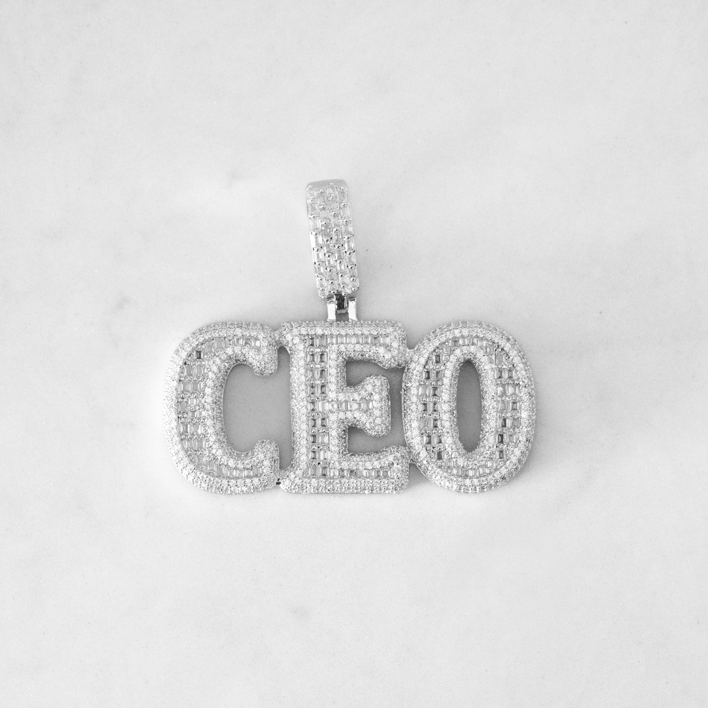 14k - Small "CEO" Pendant - Ice Out NY