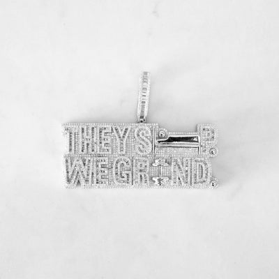 14k - "They Sleep We Grind" Pendant - Ice Out NY