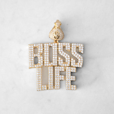 14k - "Boss Life" Pendant - Ice Out NY