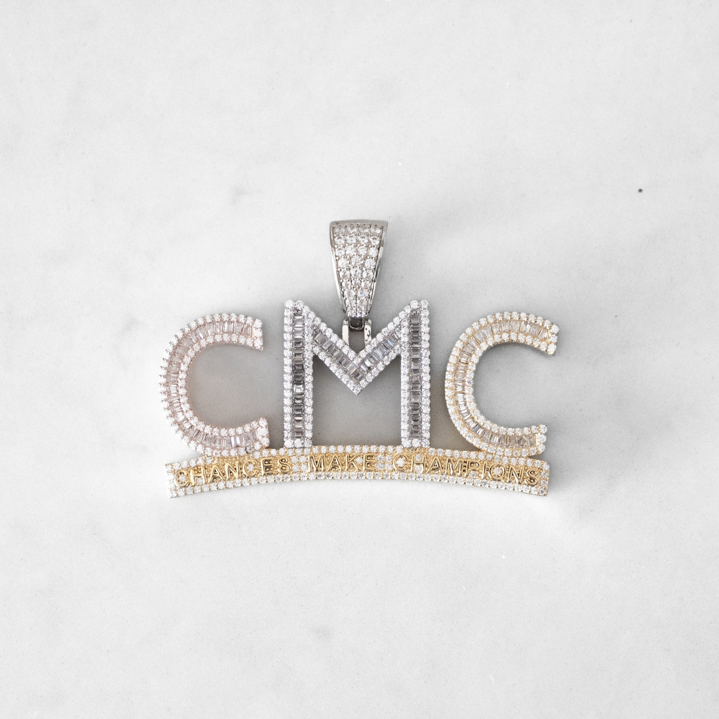 14k - "Chances Make Champions" Pendant - Ice Out NY