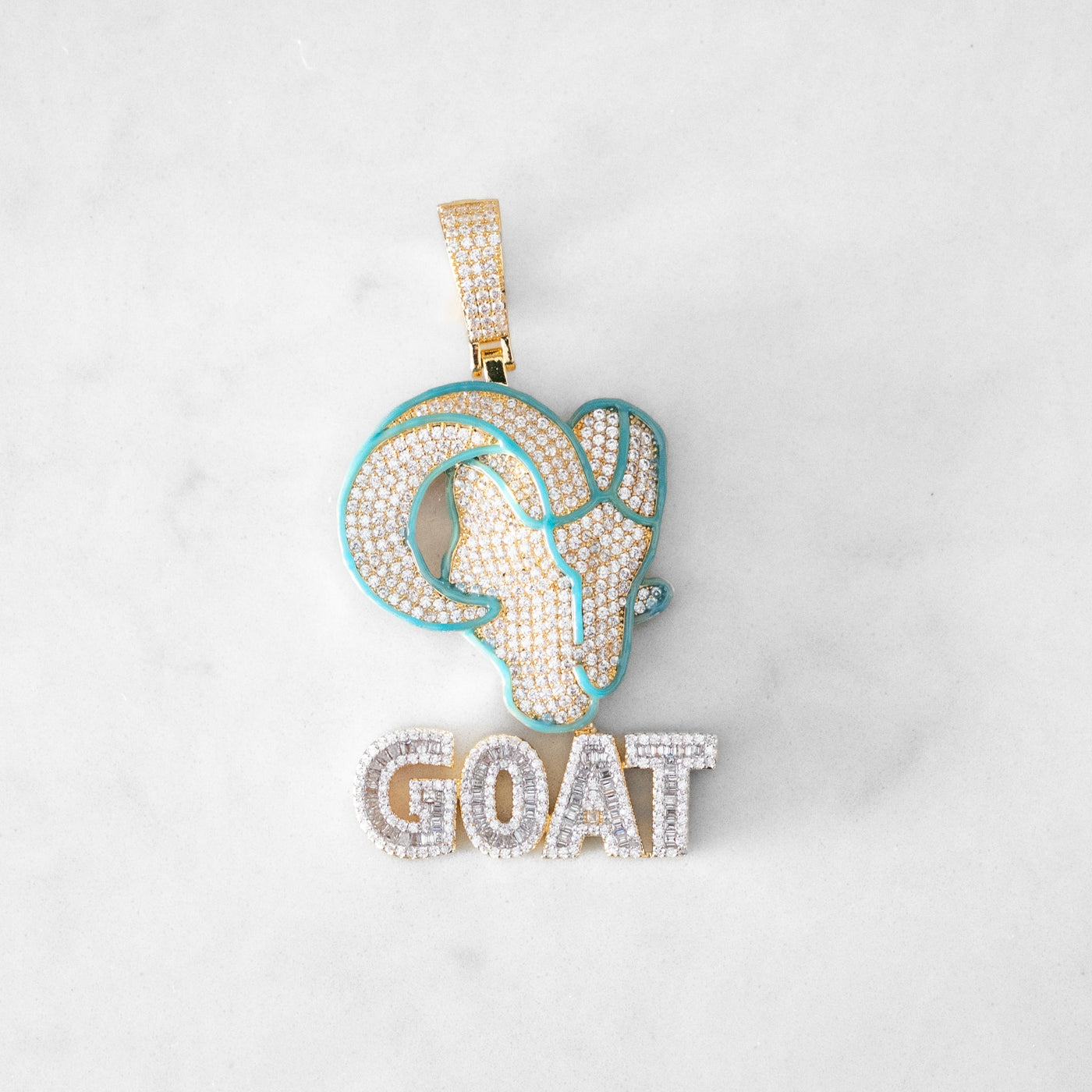 14k - "GOAT" Glow In The Dark Pendant - Ice Out NY