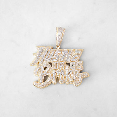 14k - "Hustle Or Be Broke" Pendant - Ice Out NY