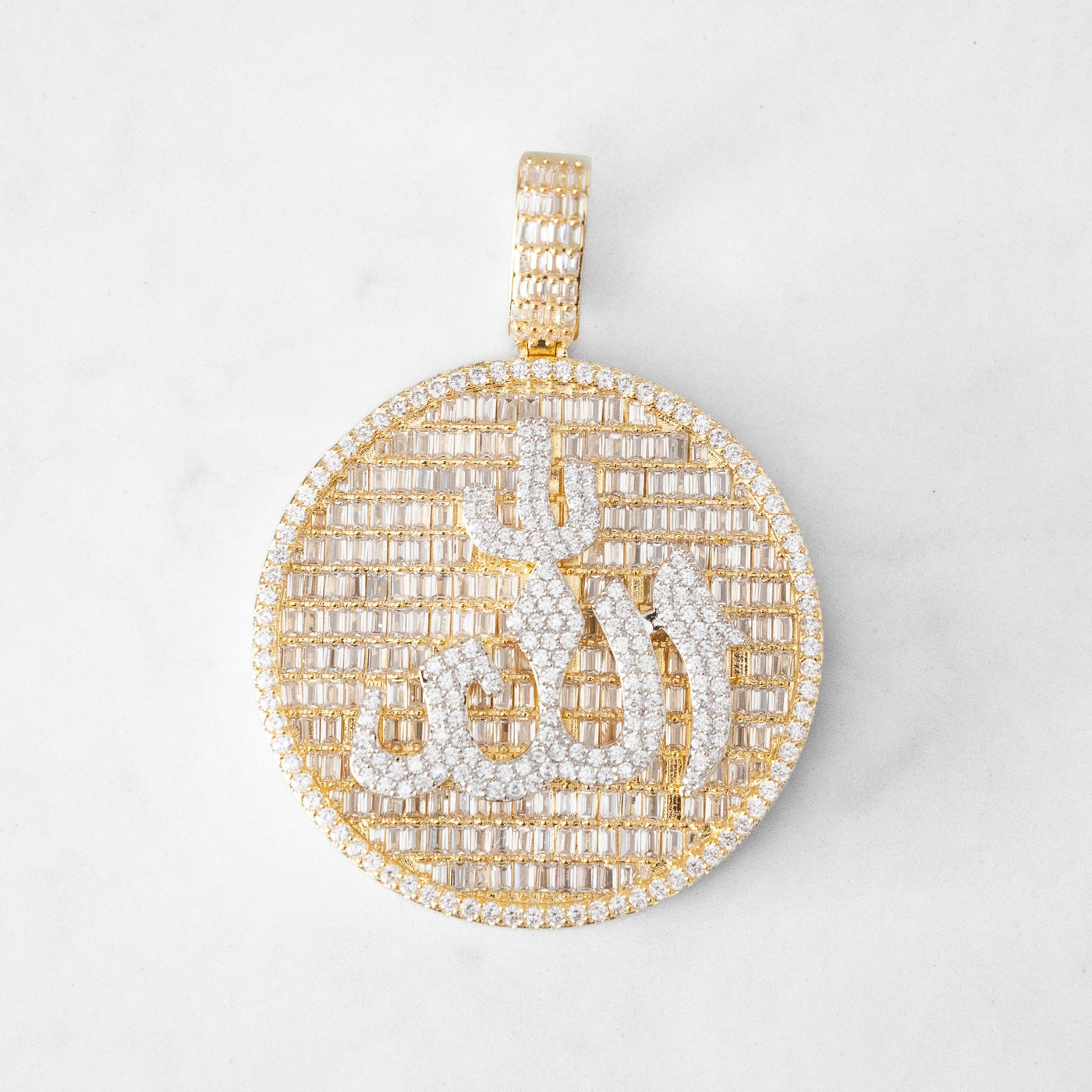 14k - Large "Allah" Pendant - Ice Out NY