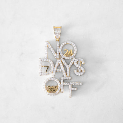 14k - "No Days Off" Pendant - Ice Out NY