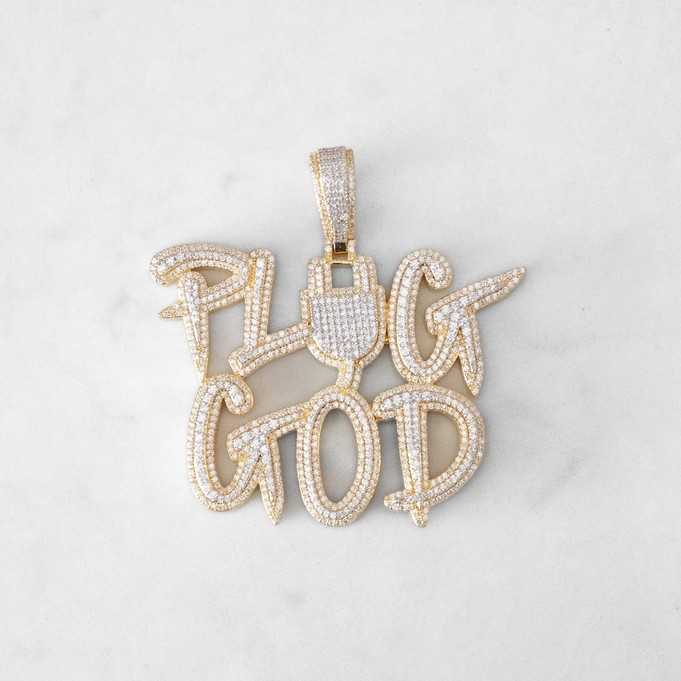 14k - "Plug God" Pendant - Ice Out NY