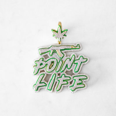 14k - "Point Life" Glow In The Dark Pendant - Ice Out NY