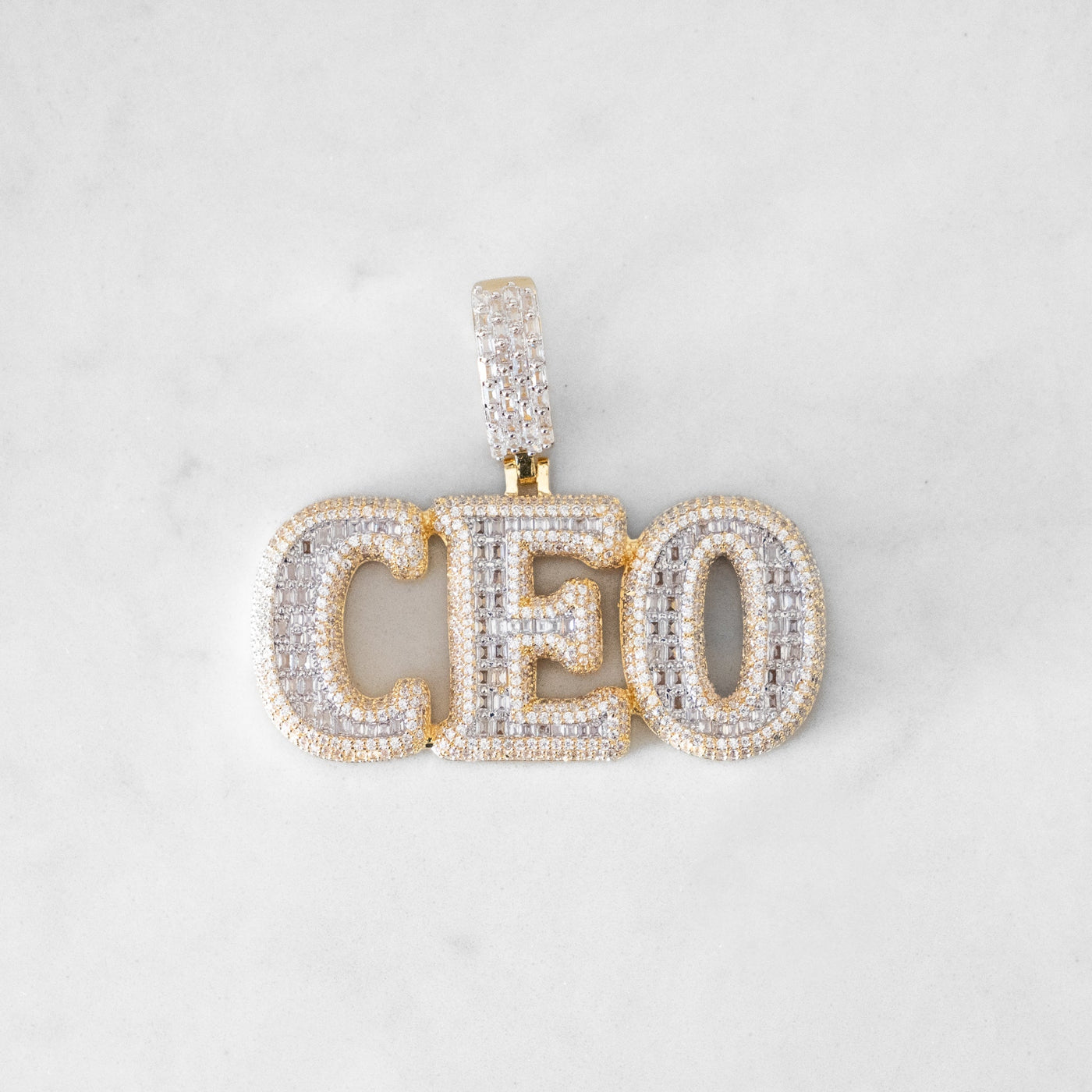 14k - Small "CEO" Pendant - Ice Out NY