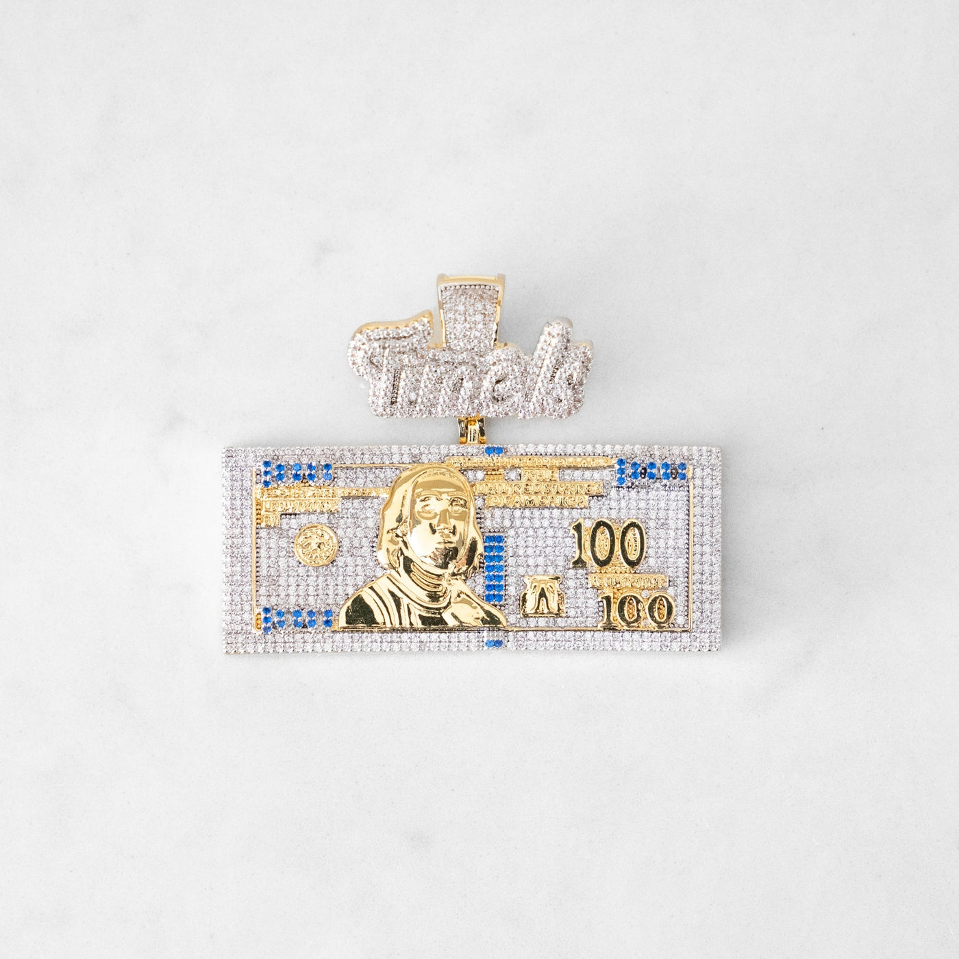 14k - "Time is Money" Pendant - Ice Out NY